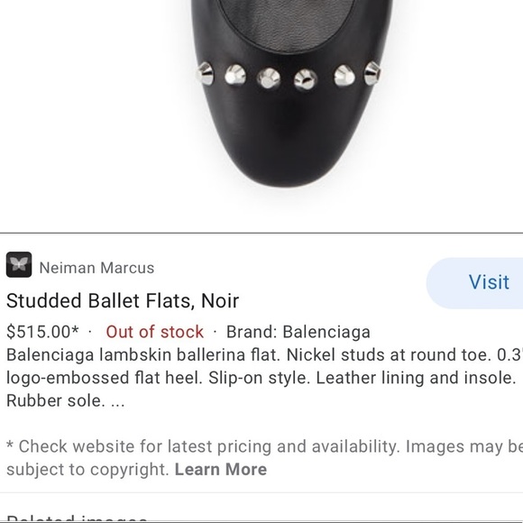 BALENCIAGA EUC studded ballet flats - Picture 2 of 6